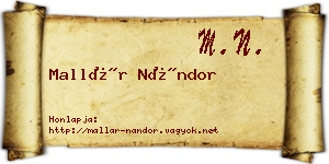 Mallár Nándor névjegykártya