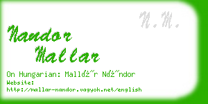 nandor mallar business card